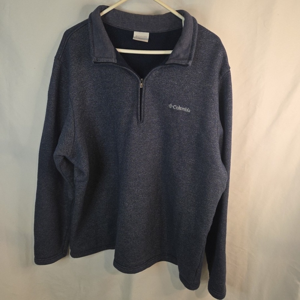 Columbia Men's Size XL Blue Quarter 1/4 Zip Pullover Fleece Sweater Warm Winter
